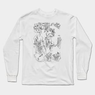 #2 - Limp Faces Psychedelic Line Ink Drawing with Art Style Long Sleeve T-Shirt